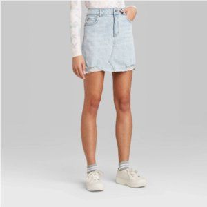NWT New Women's High-Rise Denim Mini Skirt Wild Fable Medium Blue Wash Size 2